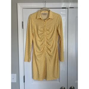 Flora Bea NYC 60s MCM Go Go Long Sleeve Button Front Ruched Collared Dress Small